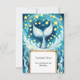 Cartão De Agradecimento Sereia de Aquarela Caprichosa de Aniversário