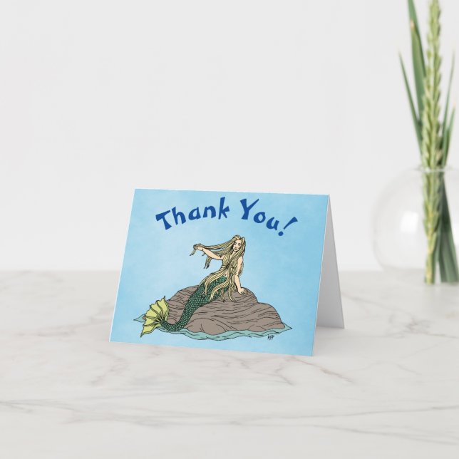 Cartão De Agradecimento Sereia em Rocks (Frente)