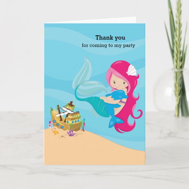 Cartão De Agradecimento Sereia Fofa (Frente)