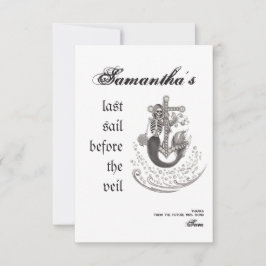 Cartão De Agradecimento Sereia Gótica Última Vela de Noiva Festa de Desped