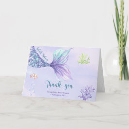 Cartão De Agradecimento Sereia sob o mar Obrigado Chá de fraldas