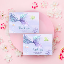 Cartão De Agradecimento Sereia sob o mar Obrigado Chá de fraldas