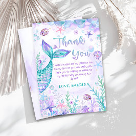 Cartão De Agradecimento Sereia Trilha Sob A Festa de aniversário Do Mar