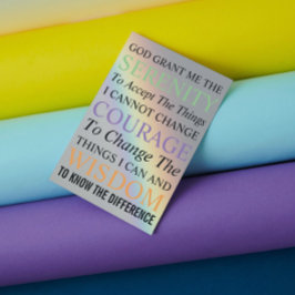 Cartão De Agradecimento Serenity Prayer Vazio Arco-Íris Colorido