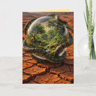 Cartão De Agradecimento Serpente & a Orbe do Éden Paisagem Surrealista de
