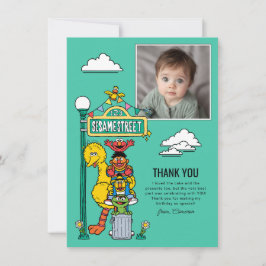 Cartão De Agradecimento Sesame Street Characters & Street Sign Thank You C
