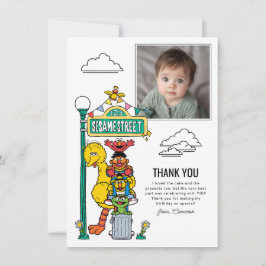 Cartão De Agradecimento Sesame Street Characters & Street Sign Thank You C