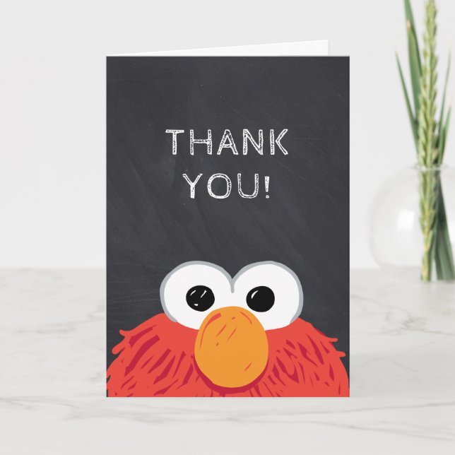 Cartão De Agradecimento Sesame Street Elmo Chalkboard Birthday (Frente)