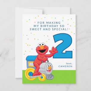 Cartão De Agradecimento Sesame Street Elmo Chugga Chugga Dois Dois Anivers