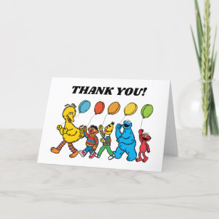Cartão De Agradecimento Sesame Street Pals Balões Aniversário
