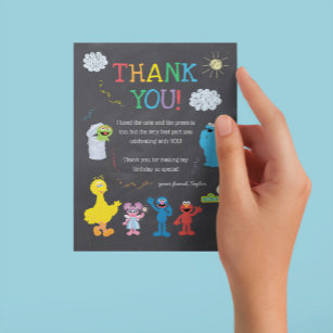 Cartão De Agradecimento Sesame Street Pals Chalkboard Rainbow Obrigado