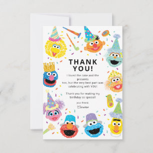 Cartão De Agradecimento Sesame Street Pals Confetti Aniversário