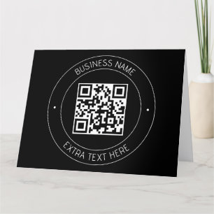 Cartão De Agradecimento Seu código QR & Texto Editável Preto & Branco