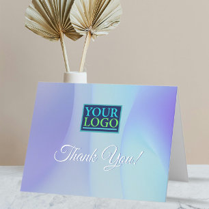 Cartão De Agradecimento Seu Logotipo, Nome da Empresa, Azul e Roxo Abstrat