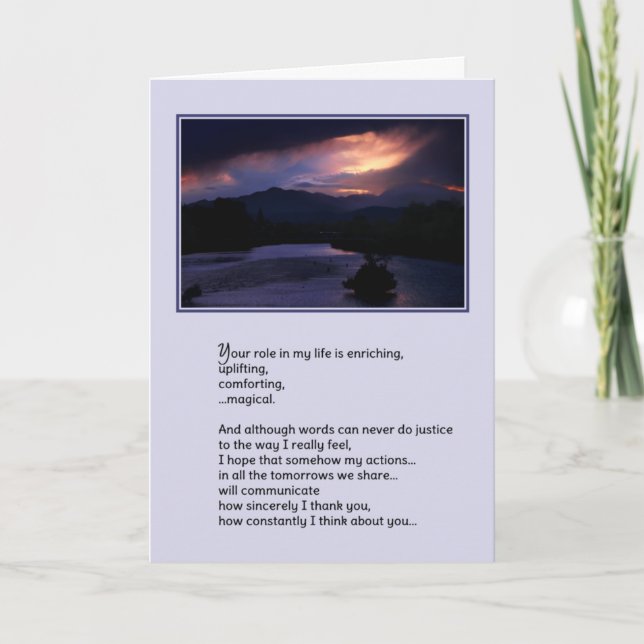 Cartão De Agradecimento Seu Papel em Minha Vida...Amor (Frente)