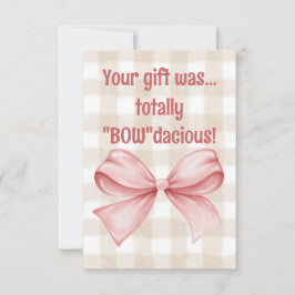 Cartão De Agradecimento Seu presente foi totalmente um laço gingham "Bow"d