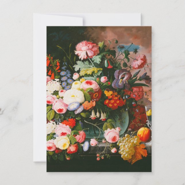 Cartão De Agradecimento Severin Roesen - ainda vida das flores e da fruta (Frente)