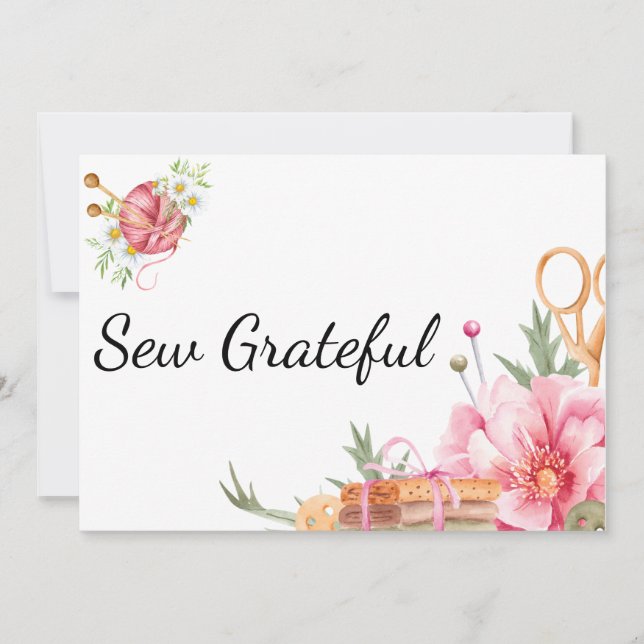 Cartão De Agradecimento Sew Grateful- Sewing Thank You card (Frente)