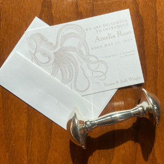 Cartão De Agradecimento Sexo Neutro Vintage Octopus Announal