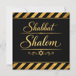 Cartão De Agradecimento Shabbat Shalom Judaica Judaísmo Ouro Luxo Preto