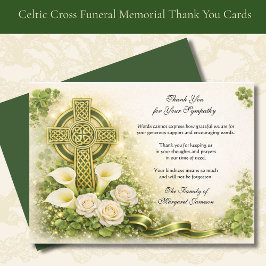 Cartão De Agradecimento Shamrocks Catholic Irish Celtic Cross Condolence 