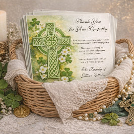Cartão De Agradecimento Shamrocks Catholic Irish Celtic Cross Condolence