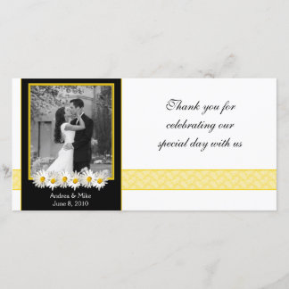 Cartão De Agradecimento Shasta Daisy Black Dourado Casamento Obrigado