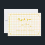 Cartão De Agradecimento She Found Her Honey Bridal Shower<br><div class="desc">Celebrate the upcoming nuptials of your favorite bride-to-be in style with our quirky and whimsical 'She found her honey' bridal shower collection! This thank you card design features hand-drawn illustrations of a bee and a honey pot with a cute flower in a fun and playful style, accompanied by a casual,...</div>