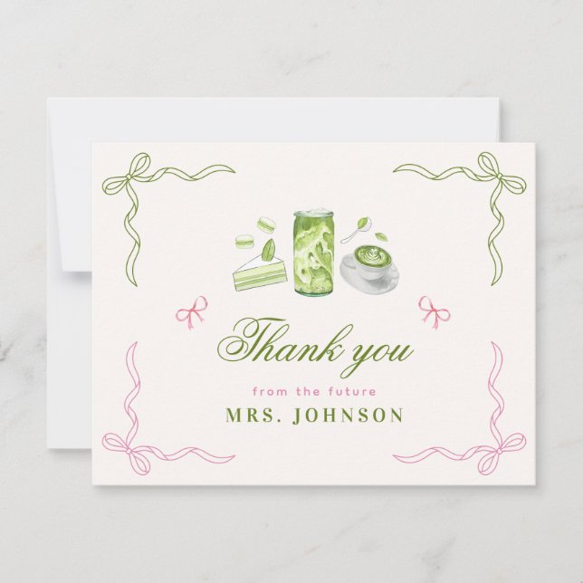 Cartão De Agradecimento She Found Her Perfect Matcha Bow Bridal Shower  (Frente)