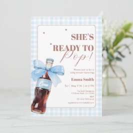 Cartão De Agradecimento She Is Ready to Pop Blue Soda Pop Baby Shower