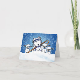 Cartão De Agradecimento Shepherd Westie e Sheep Christmas Note Card