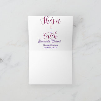 Cartão De Agradecimento She's a catch champagne bottle bachelorette weeken