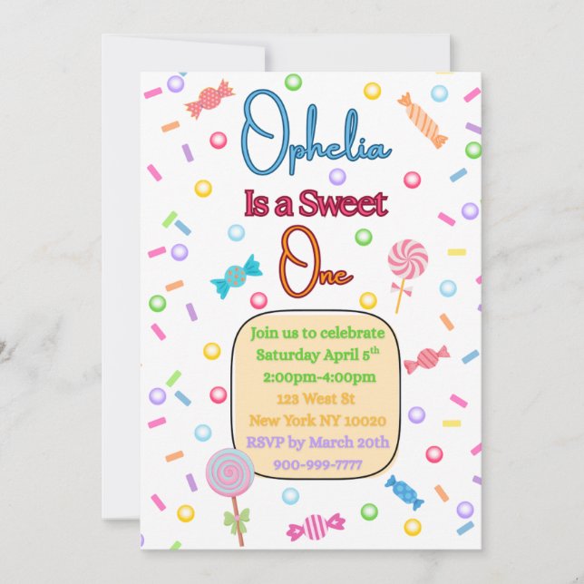 Cartão De Agradecimento She's a Sweet One First Birthday Party Invitation (Frente)