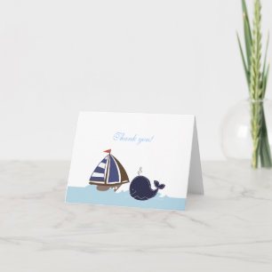 Cartão De Agradecimento Ships Ahoy Blue Whale Folded Thank you note