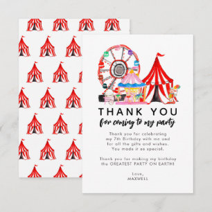 Cartão De Agradecimento Show de Circo de Carnaval Fofo Palhaços Balões Ani
