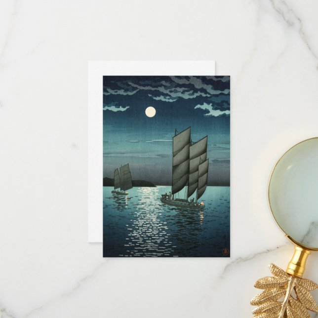 Cartão De Agradecimento Showa Era, Barco de Tsuchiya Koitsu (Frente/Verso In Situ)