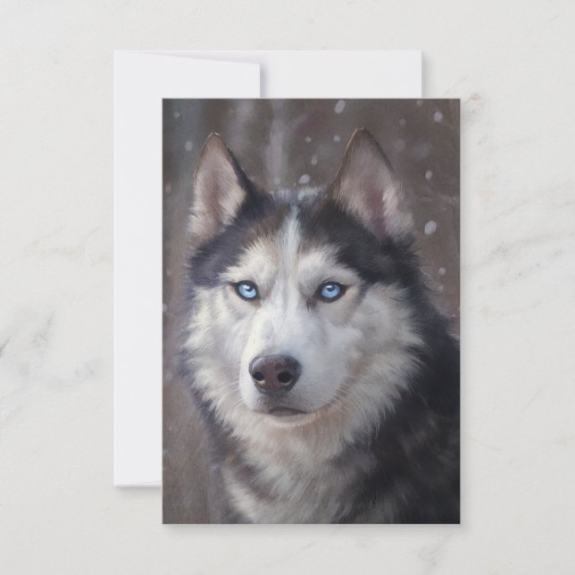 Cartão De Agradecimento Siberian Husky Natal (Frente)