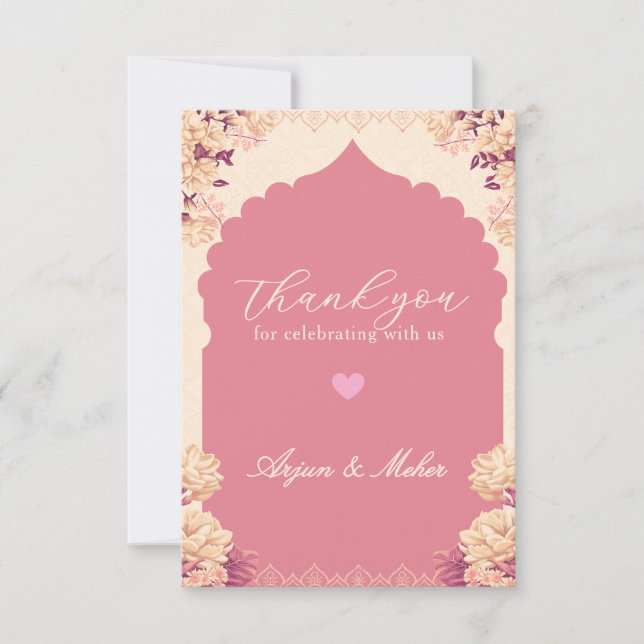 Cartão De Agradecimento Sikh Wedding Thank You Card | Elegant Punjabi Wedd (Frente)