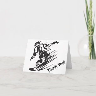 Cartão De Agradecimento Silhouette Snowboarding Mountain Thank You Card