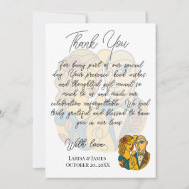 Cartão De Agradecimento Silhueta Artística Destino Casamento Arte Moderna