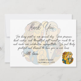 Cartão De Agradecimento Silhueta Artística Destino Casamento Arte Moderna