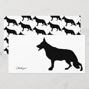 Cartão De Agradecimento Silhueta Preta german shepherd
