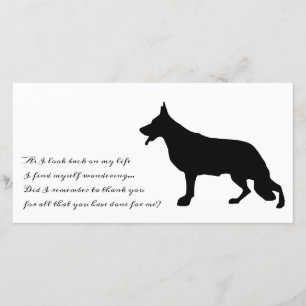 Cartão De Agradecimento Silhueta Preta german shepherd