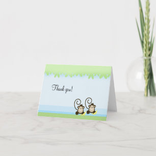 Cartão De Agradecimento Silly Monkeys Twins Folded Thank you notes