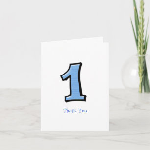 Cartão De Agradecimento Silly Numbers 1 blue Thank You Note Card