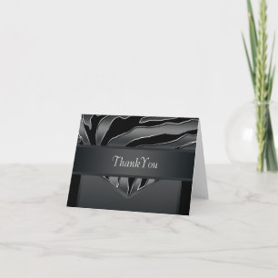 Cartão De Agradecimento Silver Black Elegant Zebra Thank You Card