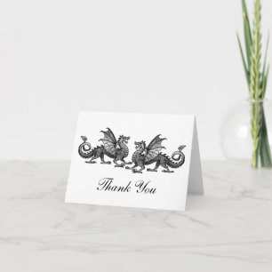 Cartão De Agradecimento Silver Elegant Dragons Thank You Card