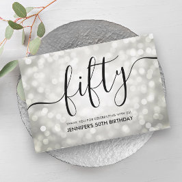Cartão De Agradecimento Silver Glitter Lights 50º Aniversário Obrigado