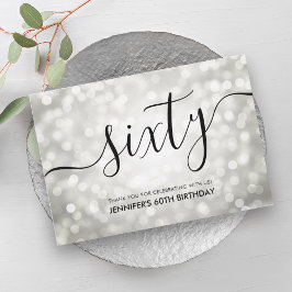 Cartão De Agradecimento Silver Glitter Lights 60º Aniversário Obrigado