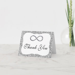 Cartão de agradecimento Silver Glitter Silver Infi